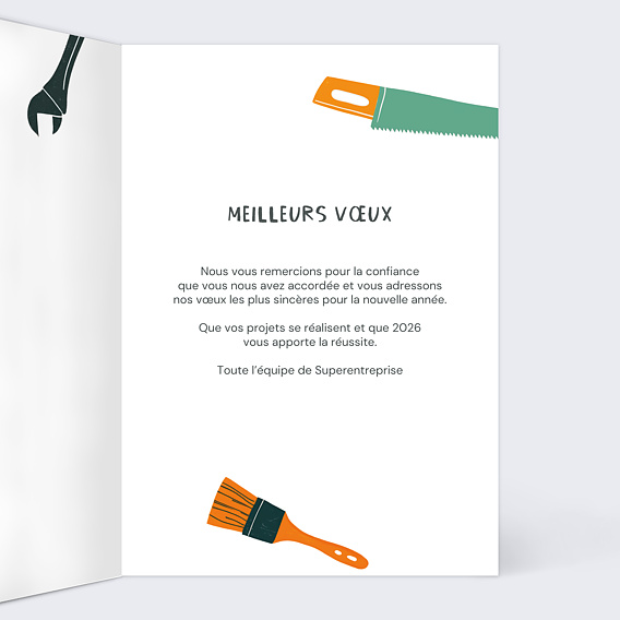 Carte de vœux entreprise Les bons outils Intérieur Droit