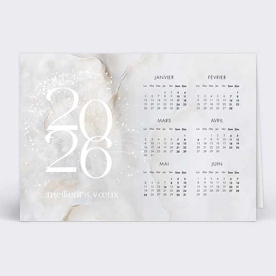 Carte de Voeux Entreprise Calendrier organique nacré