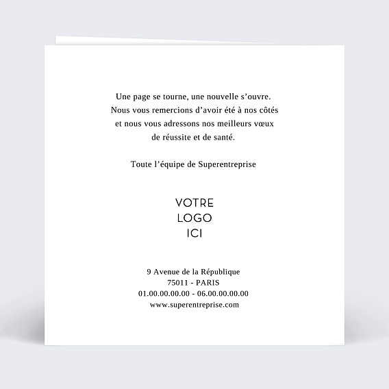 Carte de vœux entreprise Découpe Sourire Verso