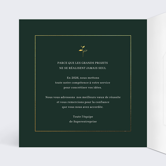 Carte de vœux entreprise Plante Évolutive avec graines Intérieur Gauche