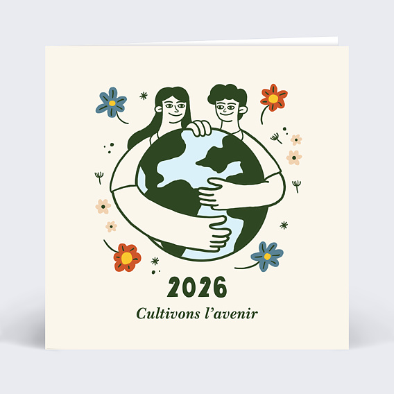 Carte de vœux entreprise Ecologie humaine avec graines Recto