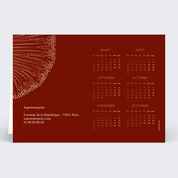 Carte de vœux entreprise Calendrier artifices Verso
