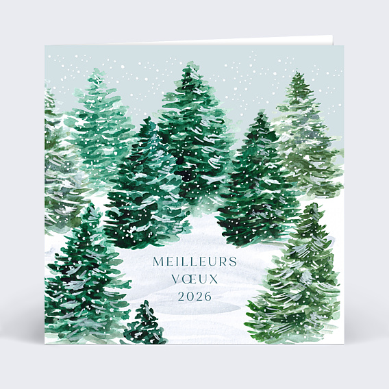 Carte de Voeux Entreprise Forêt Enneigée