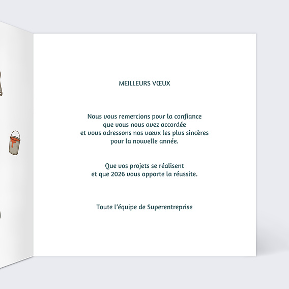 Carte de vœux entreprise Équipe du bâtiment Intérieur Droit