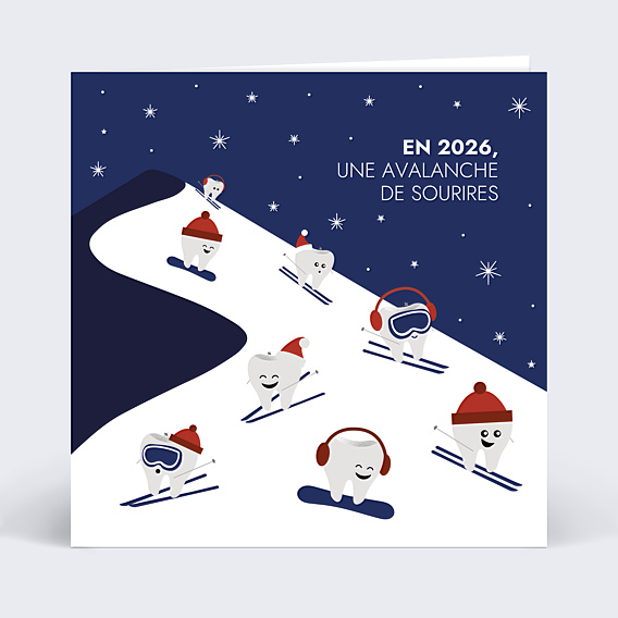 Carte de Voeux Entreprise Dents au ski