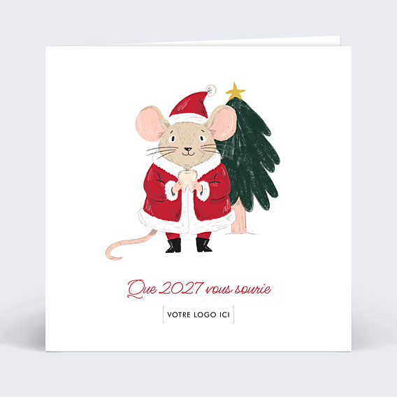 Carte de vœux entreprise Petite souris de Noël