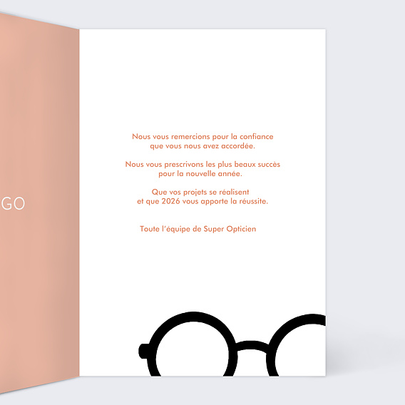 Carte de vœux entreprise Héros à Lunettes  Intérieur Droit