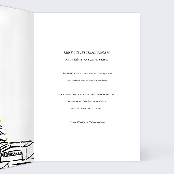 Carte de vœux entreprise Croquis Sapin Intérieur Droit