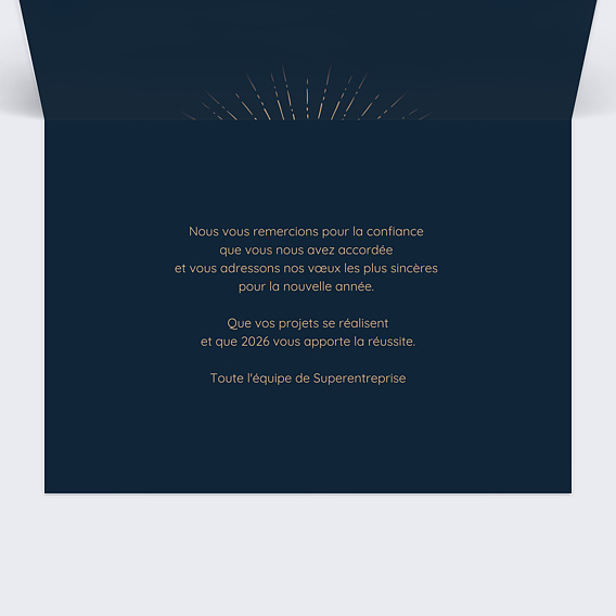 Carte de vœux entreprise Calendrier Feux Artifices Intérieur Droit