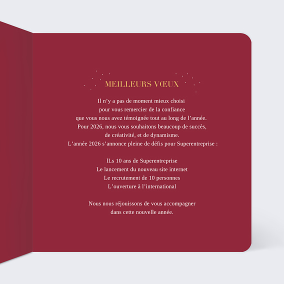 Carte de vœux entreprise Bravo Intérieur Droit