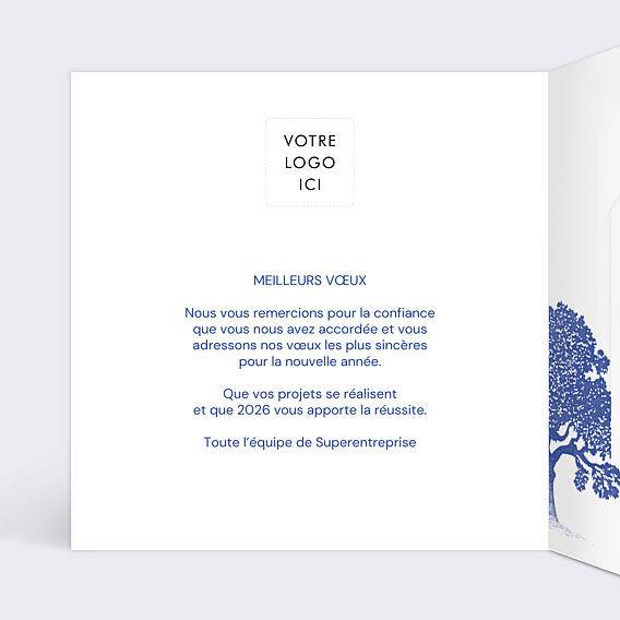 Carte de vœux entreprise Arbre de vie avec graines Intérieur Gauche