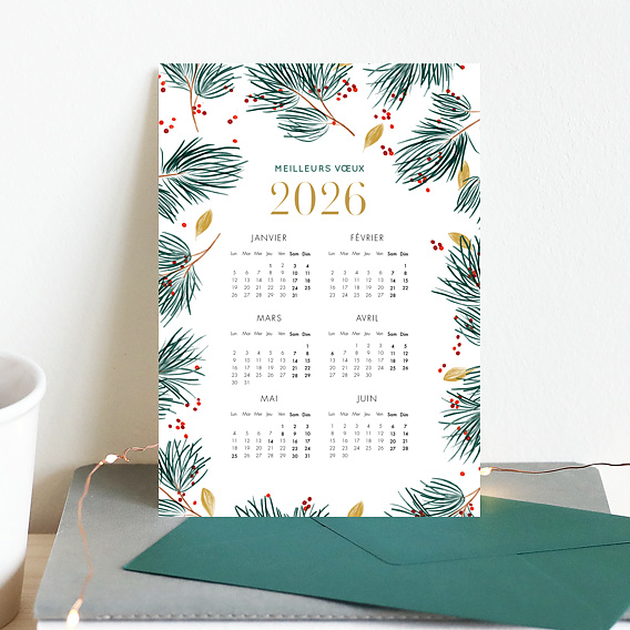 Carte de Voeux Entreprise Calendrier Sylvestre