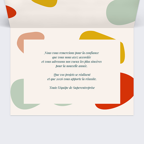 Carte de vœux entreprise Calendrier Haute en Couleurs Intérieur Droit