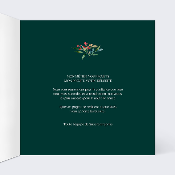 Carte de vœux entreprise Etoile de Noël Intérieur Droit