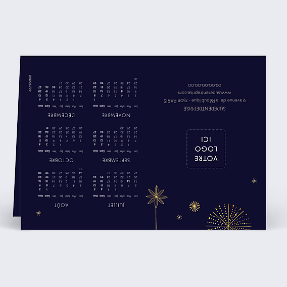 Carte de Voeux Entreprise Calendrier Étoiles Suspendues