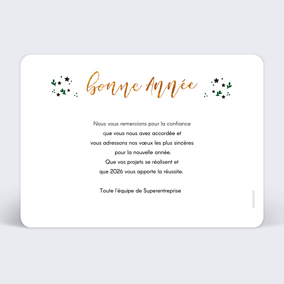 Carte de vœux entreprise Feuilles Étoilées Verso
