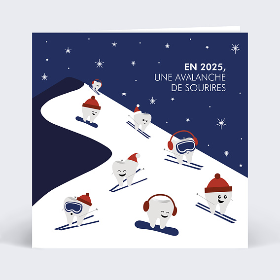 Carte de vœux entreprise Dents au ski