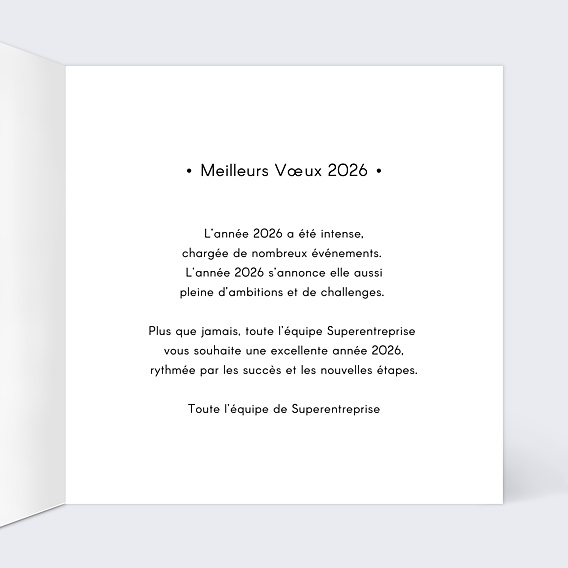 Carte de vœux entreprise Dorure Finesse Intérieur Droit