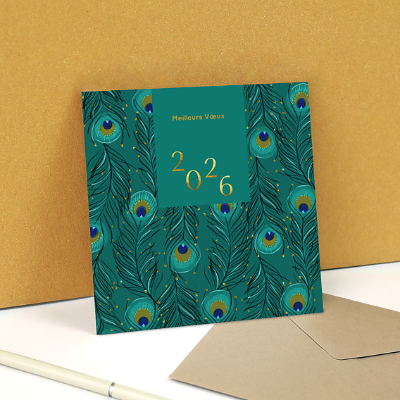 Carte de vœux entreprise Plumes de Paon Après 3