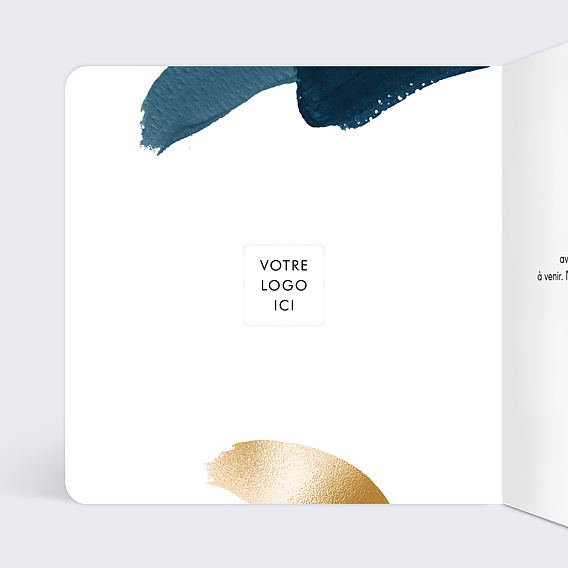 Carte de vœux entreprise Coup de Pinceau Bleu Intérieur Gauche