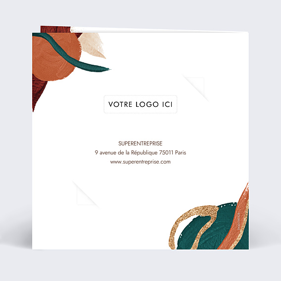 Carte de Voeux Entreprise Coup de pinceau terracotta avec chocolat