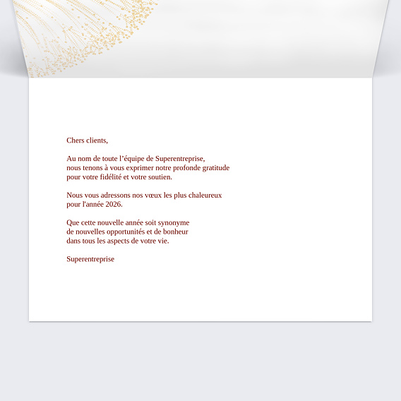 Carte de vœux entreprise Calendrier artifices Intérieur Droit