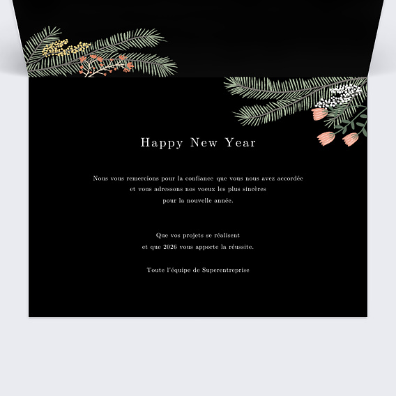 Carte de vœux entreprise Calendrier Cadre Floral Élégant Intérieur Droit