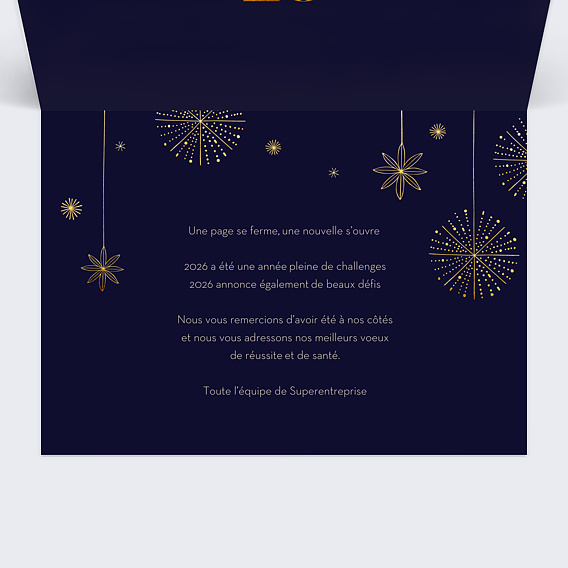 Carte de vœux entreprise Calendrier Étoiles Suspendues Intérieur Droit