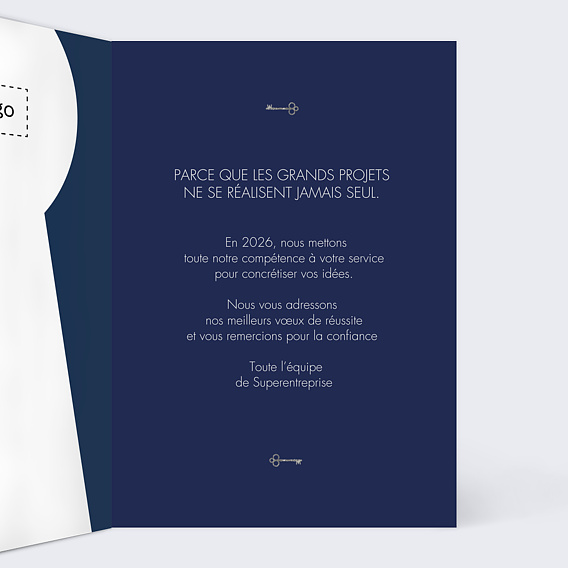 Carte de vœux entreprise Cle du Succes Intérieur Droit