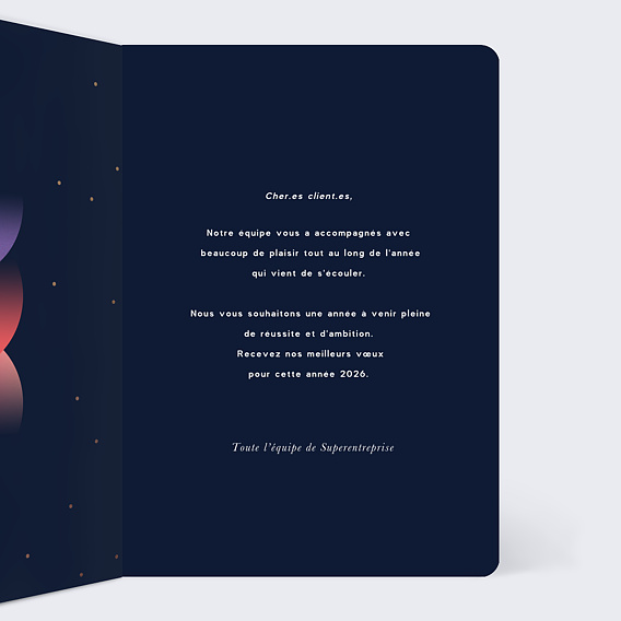 Carte de vœux entreprise Cosmos Intérieur Droit