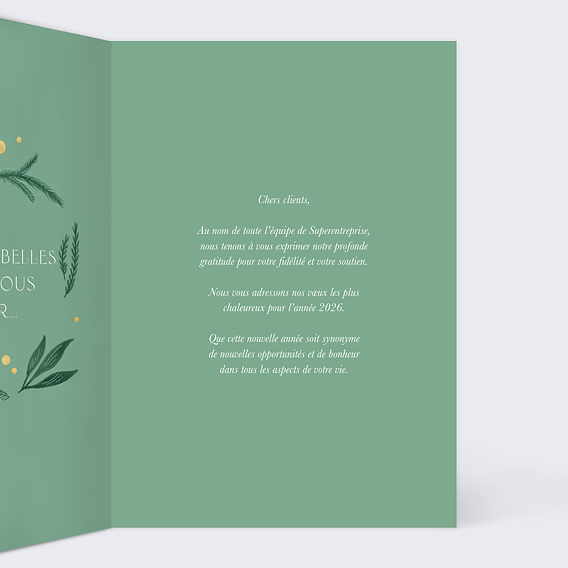 Carte de vœux entreprise Sapin et logo Intérieur Droit