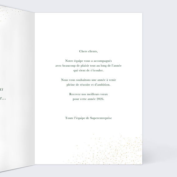 Carte de vœux entreprise Sous la neige vert Intérieur Droit
