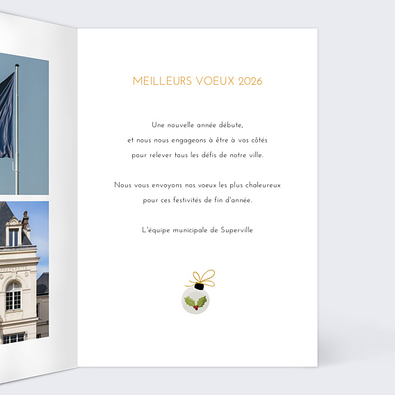 Carte de vœux entreprise Village Mairie Intérieur Droit