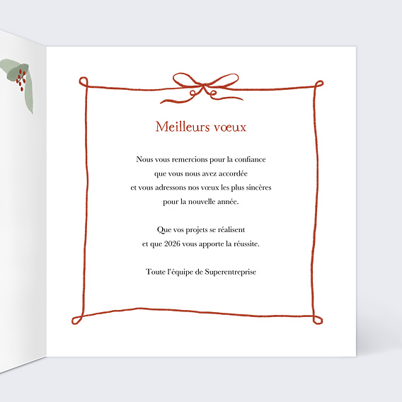 Carte de vœux entreprise Couronne avec nœud Intérieur Droit