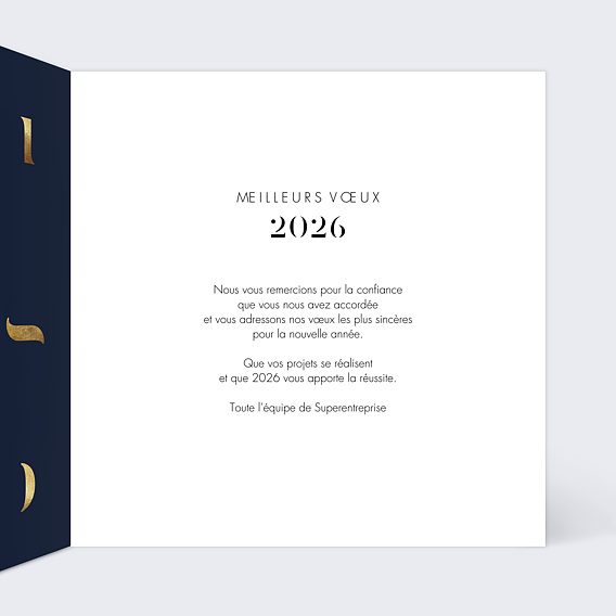 Carte de vœux entreprise Lettres Capitales Intérieur Droit