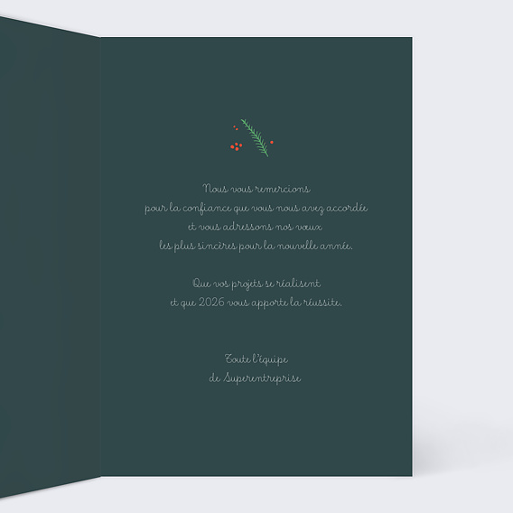 Carte de vœux entreprise Repas Intérieur Droit