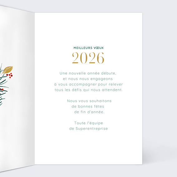 Carte de vœux entreprise Calendrier Sylvestre Intérieur Droit