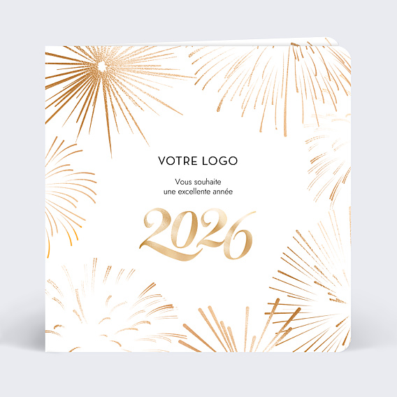 Carte de vœux entreprise Feu artifice logo