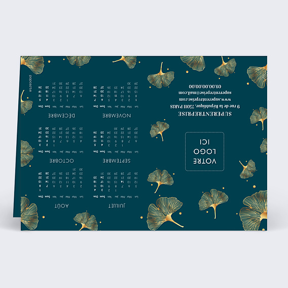 Carte de Voeux Entreprise Calendrier Ginkgo