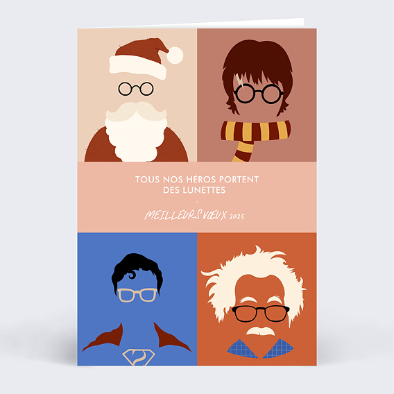 Carte de vœux entreprise Héros à Lunettes