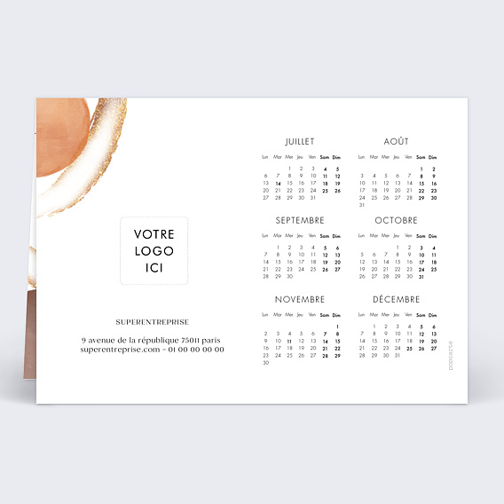 Carte de vœux entreprise Calendrier coup de pinceau Verso