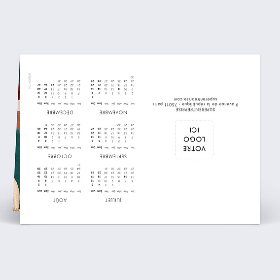 Carte de Voeux Entreprise Calendrier pinceau terracotta