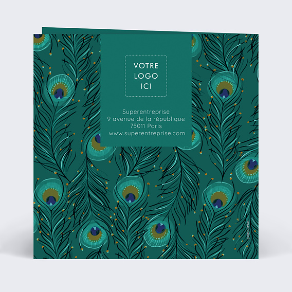 Carte de vœux entreprise Plumes de Paon Verso