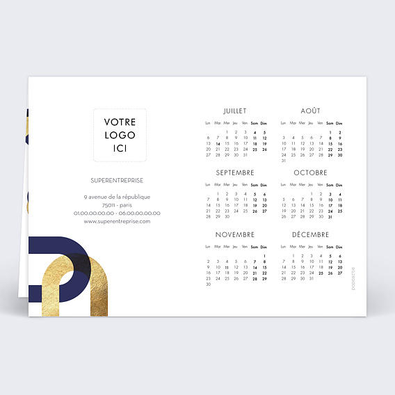 Carte de vœux entreprise Calendrier Maillons Verso