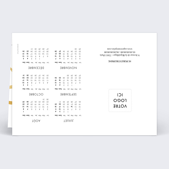 Carte de Voeux Entreprise Calendrier Élégante Calligraphie