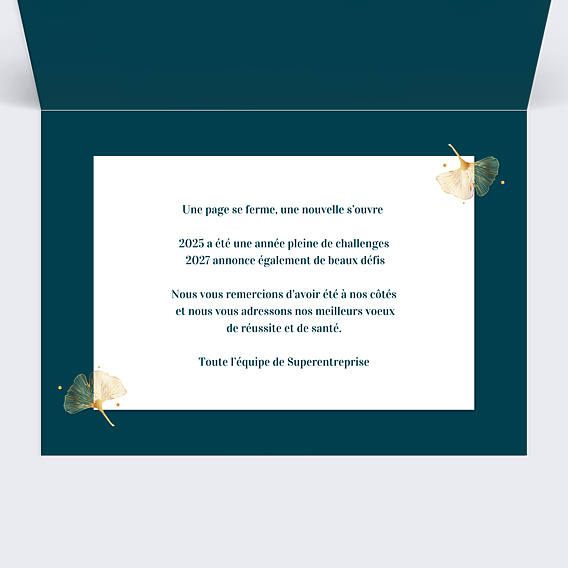 Carte de Voeux Entreprise Calendrier Ginkgo