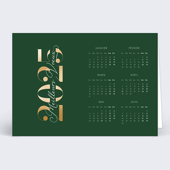 Carte de vœux entreprise Calendrier chiffres et lettres Recto