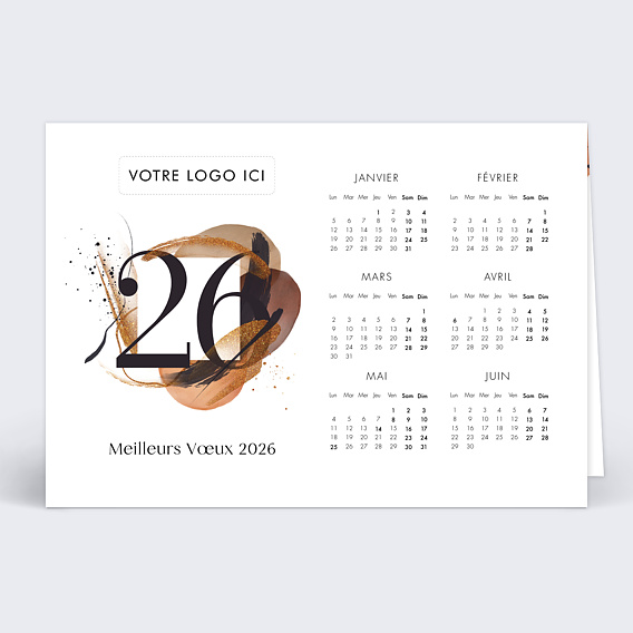 Carte de vœux entreprise Calendrier coup de pinceau Recto