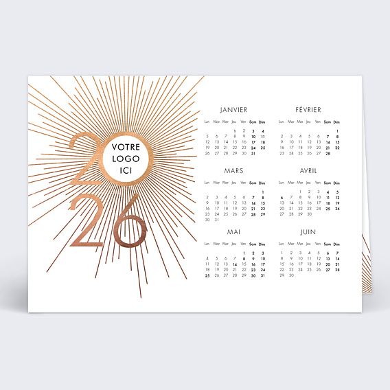 Carte de vœux entreprise Logo Calendrier Recto