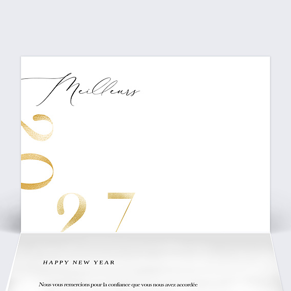 Carte de Voeux Entreprise Calendrier Élégante Calligraphie
